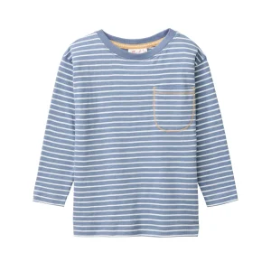 Långärmad t-shirt blå-vit-randig