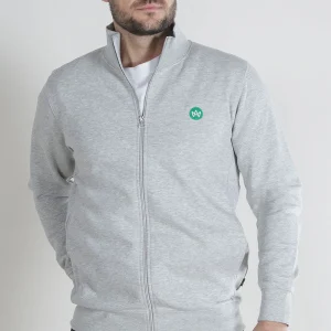 Kronstadt Lars Badge Zip Sweat Lt Grey Mix
