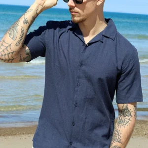 ONLY & SONS Caiden SS Resort Linen Shirt Night Sky