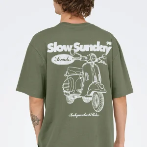 ONLY & SONS Nathan Backprint Relaxed Fit Tee Agave Green Slow
