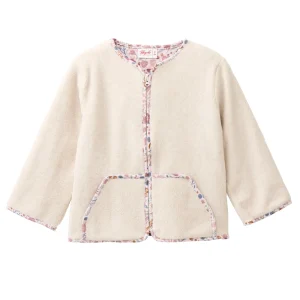 Jacka bomullsfleece mönstrad kant