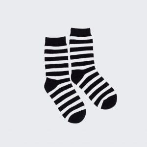 Barnstrumpa ekologisk bomull svart vit